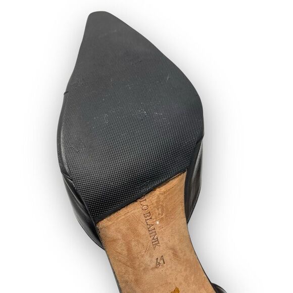 Manolo Blahnik Retro Black Leather Bow Detail Pointed Toe Heel Womens Size EU 41 - Picture 15 of 16